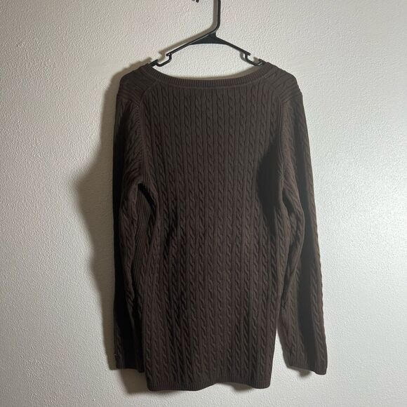 Tommy Hilfiger V Neck Cable Knit Sweater - Picture 3 of 5